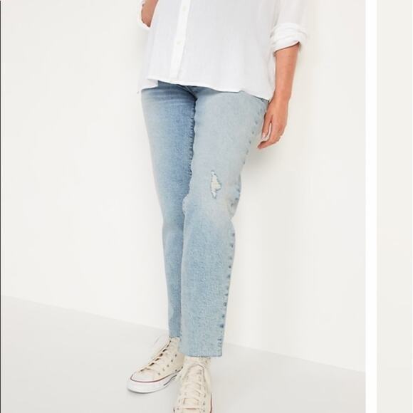 Old Navy Denim - Old Navy maternity full panel O.G. Straight ripped